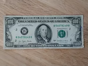 NEW YORK 1977 “B” Small Face, One Hundred Dollar Bill Good Condition $100 - Picture 1 of 2