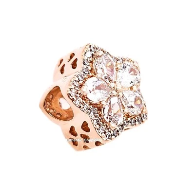 NUEVO 100% PANDORA Rosa 14k Chapado en Oro Brillante Copo de Nieve Pavé Dije 789224C01 Foto 1 de 4
