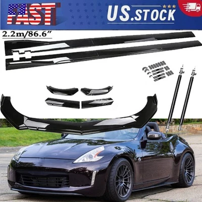 Black Add-on Front Bumper Lip+Side Skirts Panel Lips Rods For Pontiac Bonneville Foto 1 de 4