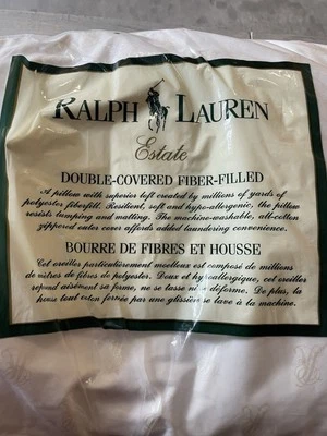 Almohada Ralph Lauren tamaño King 20”x36” doble cubierta rellena de fibra Foto 1 de 4