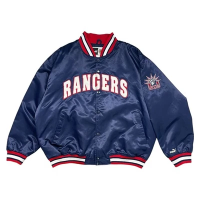 CHAQUETA BOMBER DE SATÉN PUMA DE COLECCIÓN AÑOS 90 NHL NEW YORK RANGERS LOGO LIBERTY TALLA XL Foto 1 de 4