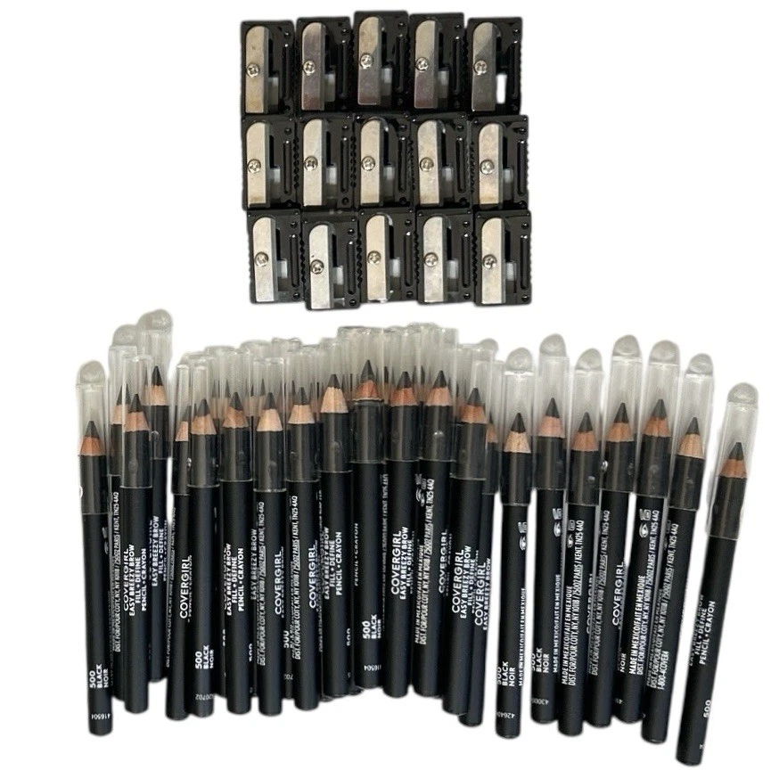 30 Covergirl Easy Breezy Eyebrow Pencils #500 Black - Includes 15 Sharpeners #6 - Image 1 of 4
