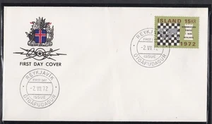 ICELAND 1972 FIRST DAY COVER WORLD CHESS CHAMPIONSHIP CHESS BOARD MAP - Picture 1 of 1