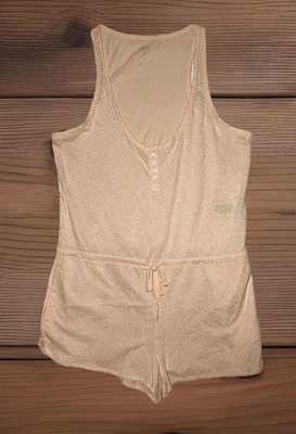 Gap Women’s Romper Large Playsuit Sleeveless Peach Polka Dot Front Button NWT - Image 1 of 4