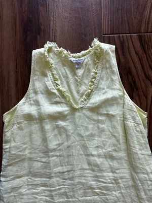 Tommy Bahama Dos Palmeras Volantes Lino Vestido Cambio Playa Vacaciones Lima Talla XL Foto 1 de 4