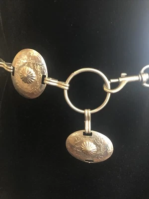 34” Silvertone Pressed Metal Concho Belt Western Boho Cowgirl Strong Links - Image 1 of 4