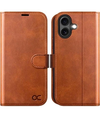 Compatível com Capa Carteira Iphone 16, Capa Folio Flip de Couro Ecológico com Porta-Cartão - Imagem 1 de 4