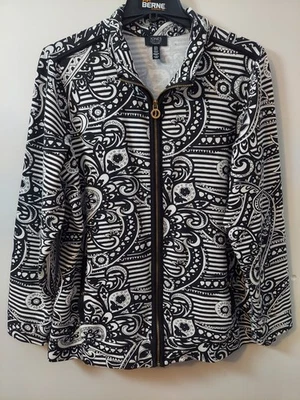 Jones New York подпись женщин пейсли куртка размер 1 X цвет черный - Изображение 1 из 4