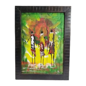 Original Oil Painting Maasai Warriors African Tribal Art  - Picture 1 of 4