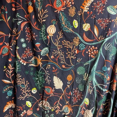 Funda Nórdica Anthropologie King Azul Marino Estampado Floral Algodón Reversible Foto 1 de 4