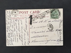 GB 1906 1(d) MARK + LIABLE TO LETTER RATE/223 ON POSTCARD TO MILVERTON - Picture 1 of 2