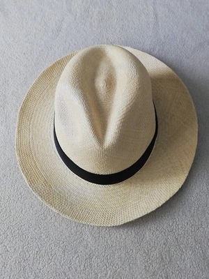 GENUINO ECUADOR "SOMBRERO PANAMÁ" 2.5 Pulgadas Ala TOQUILLA PAJA 62cm XLarge BEIGE  Foto 1 de 4