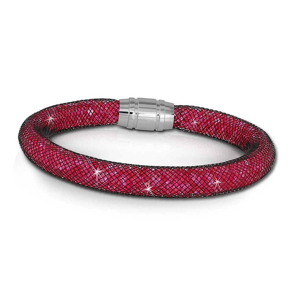 SilberDream Glitzerarmband Minikristalle Fuchsia 20cm Armband Damen SDA050P0