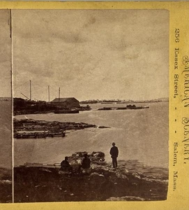 Early Vintage Moulton Stereoview “Bangor Water Works Maine” Penobscot River - Picture 1 of 3