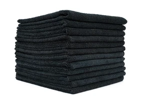 The Rag Company 51616-TERRY-BLK 16x16 Allzweck Mikrofaser Handtuch SCHWARZ 10er Pack - Bild 1 von 3