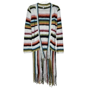 Suéter Boston Proper Mujer Pequeño Multicolor Rayas Flecos Plumero Hecho en EE. UU. - Imagen 1 de 13