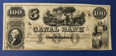 1800s $100 Canal Bank New Orleans, LA RedBack Rest - Uncirculated - Bild 1 von 2