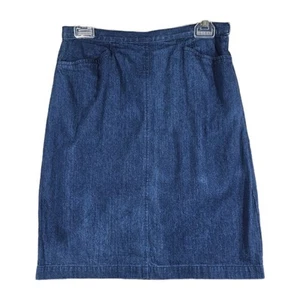 Talbots Womens Blue Denim Medium Wash A Line Side Zip Jean Skirt Size 8P - Picture 1 of 8