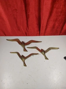 3er Set Vintage Messing Wandbehang Fliegende Möwen - Bild 1 von 4