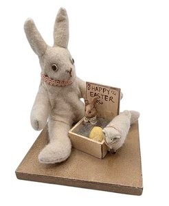 Vickie Smyers Folk Art Cotton Bunny Rabbit Putz Sheep Easter Box Bethany Lowe 5" - Imagen 1 de 10