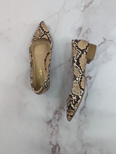 LULUS SHOES Lulus Ballet Flats Alessia Snakeskin Size 8 Shoe Pointed Toe Womens Tan Brown
