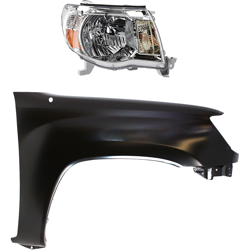 Headlight For 2005-2011 Toyota Tacoma RH Kit w Bulb w/ Fender w Antenna Hole RWD - Image 1 of 4