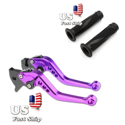 Palanca de embrague de freno corta CNC envío a EE. UU. + empuñaduras aptas para Kawasaki Ninja 300R/Z300 13-18 Foto 1 de 4