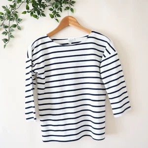 Janie And Jack Juno Valentine Girls' White Blue Striped Long Sleeve Top Size 12 - Picture 1 of 4