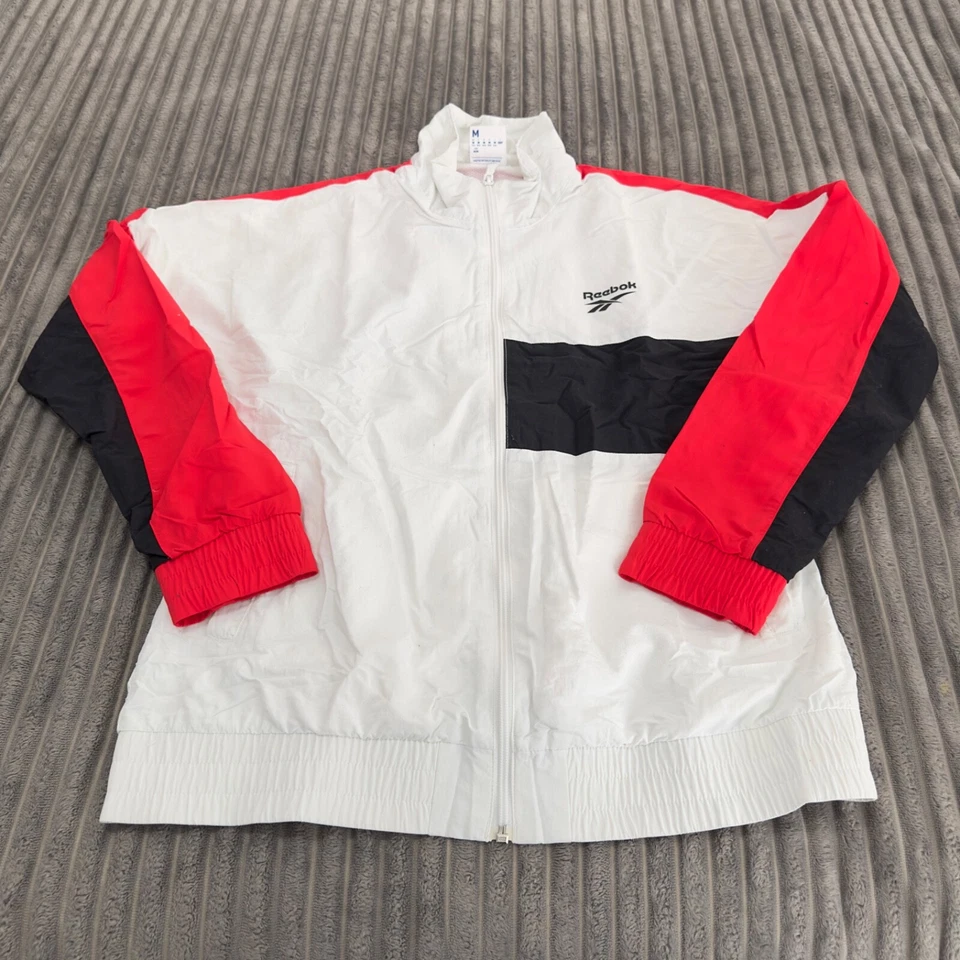 Chaqueta deportiva Reebok Classics para mujer M blanca cremallera completa cortavientos Atleisure Foto 1 de 4