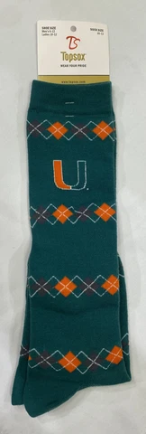 Topsox-University Of Miami Hurricanes Unisex High Socks-NWT Cover