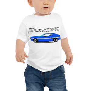 1972 Blue Ford Gran Torino Sport Muscle Car Baby Jersey Short Sleeve Tee - Picture 1 of 3