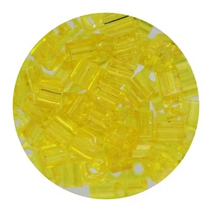 Square Glass Beads Japan 4mm Miyuki Cube Transparent Yellow - Picture 1 of 2