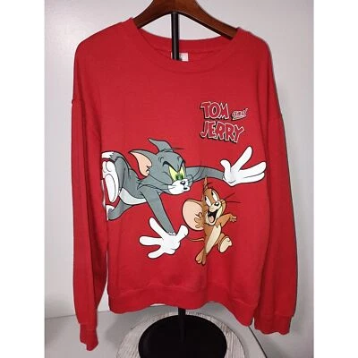 TOM & JERRY:  Red Long-Sleeve Pullover, Juniors Size XL (15-17) - Image 1 of 4