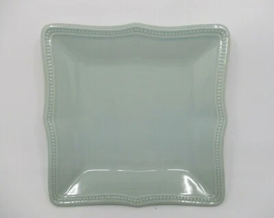 LENOX FRENCH PERLE BEAD ICE BLUE SQUARE LUNCHEON PLATE - 8 1/2" 0701I
