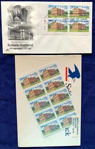 Scott 2636 Kentucky Statehood Art Craft FDC + pane of 10 stamps, 29c ~ MNH - Picture 1 of 2
