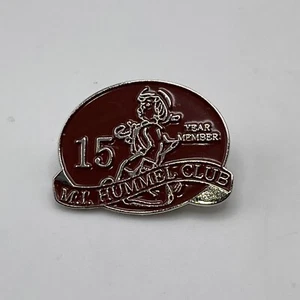 Vintage Collectors Pin MI Hummel Club 15 Year Member Brown Enamel Silver Tone 1" - Picture 1 of 2