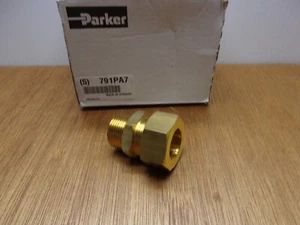 Parker Brass Straight Connector 3/4 BSPT Pipe Size For 22 MM OD Tube Compression - Picture 1 of 9