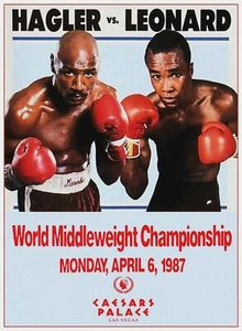 Sugar Ray Leonard vs Marvelous Marvin Hagler fight Poster Boxing 11x15 - Picture 1 of 1