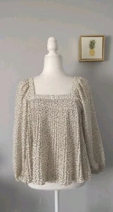 Top blusa Zara plissettata colore avorio con dost nero manica lunga XS fuori etichette - Foto 1 di 12