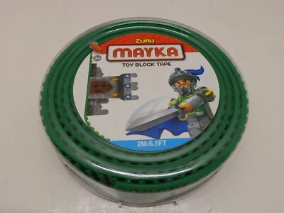 Zuru Mayka Toy Block Tape 2M/6.5 FT GREEN 4 Row Compatible Lego Cut Stick Reuse - Image 1 of 3