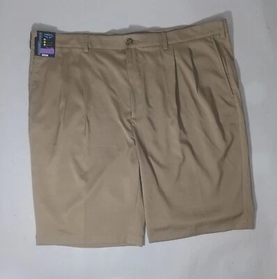 全新 46 高男式 Roundtree & Yorke Performance Chino 百褶短裤 11 英寸 I 卡其色 — 第 1/4 张图片