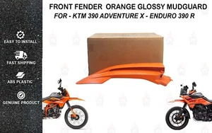 FOR KTM ADVENTURE 390 X / ENDURO 390 R "FRONT FENDER ORANGE MUDGUARD" - Picture 1 of 10
