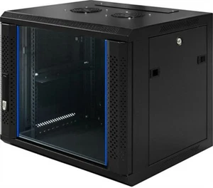 9 HE 19" Wandschrank mit Glastür in schwarz (BxTxH) 600x450x500mm - Bild 1 von 7