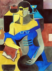 Study for the Woman in Blue Painting by Jean Metzinger Reproduction - Picture 1 of 3