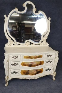 Transitional French Louis XV Art Nouveau Figural Painted Dresser with Mirror For - Picture 1 of 15