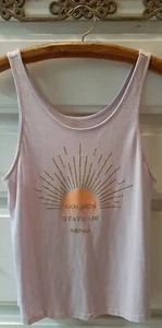 Justice Racerback Tank Top Sun Gold Glitter Positive Graphic Boho Purple L 12/14 - Picture 1 of 5