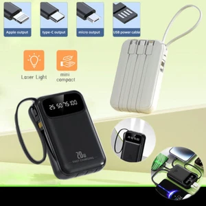 30000mAh Mini Power Bank Fast Charging Portable External Battery Backup+4 Cables - Picture 1 of 17