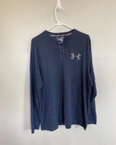 Mens Under Armour Henley Long Sleeve Xl Navy Camo Antlers - Picture 1 of 5
