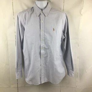 Ralph Lauren Classic Fit Striped Pinpoint Oxford W/Iconic Logo Dress Shirt Sz. L - Picture 1 of 11