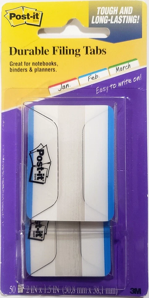 POST-IT 耐用归档标签,2 英寸 x 1.5 英寸,50 件装 - 蓝色 — 第 1/3 张图片
